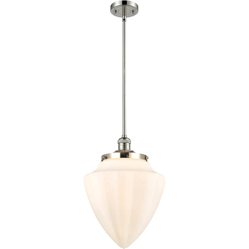 Franklin Restoration Bullet LED 12 inch Polished Nickel Mini Pendant Ceiling Light in Matte White