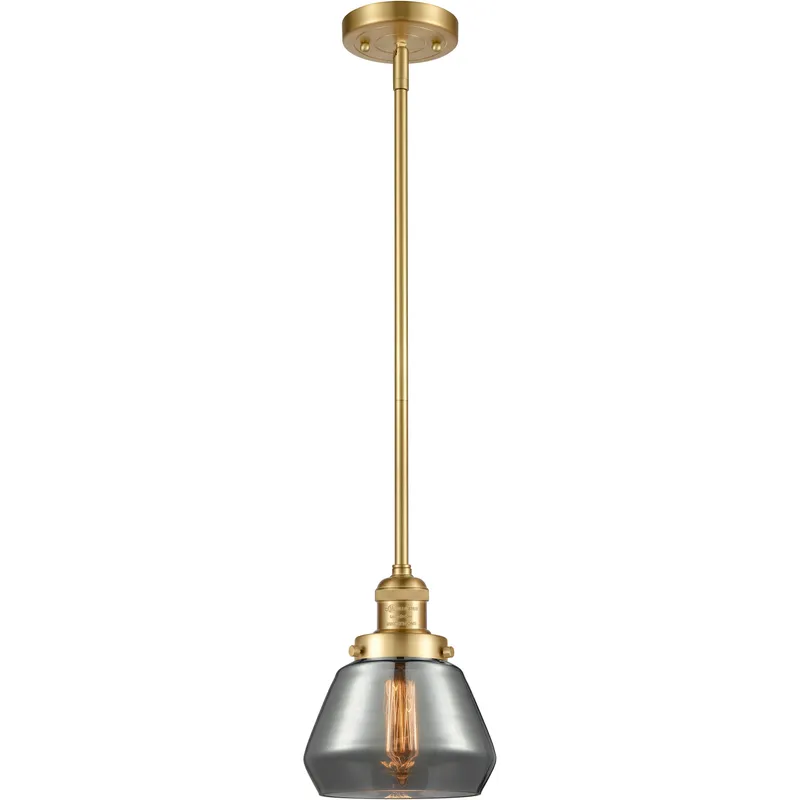Franklin Restoration Fulton 1 Light 7 inch Satin Gold Mini Pendant Ceiling Light in Bulb Not Included, Light Smoke Glass, Franklin Restoration