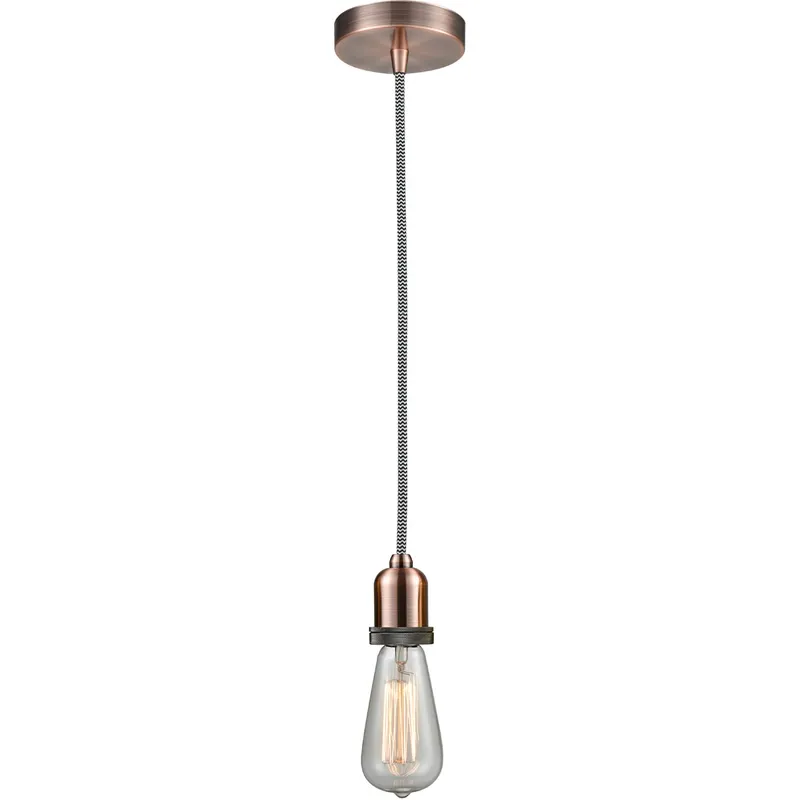 Whitney Bare Bulb 1 Light 2 inch Antique Copper Mini Pendant Ceiling Light in Zebra, Whitney