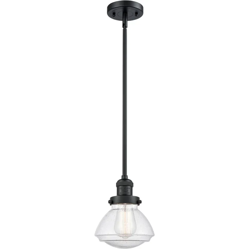 Franklin Restoration Olean 1 Light 6.75 inch Matte Black Mini Pendant Ceiling Light in Incandescent, Seedy, Franklin Restoration