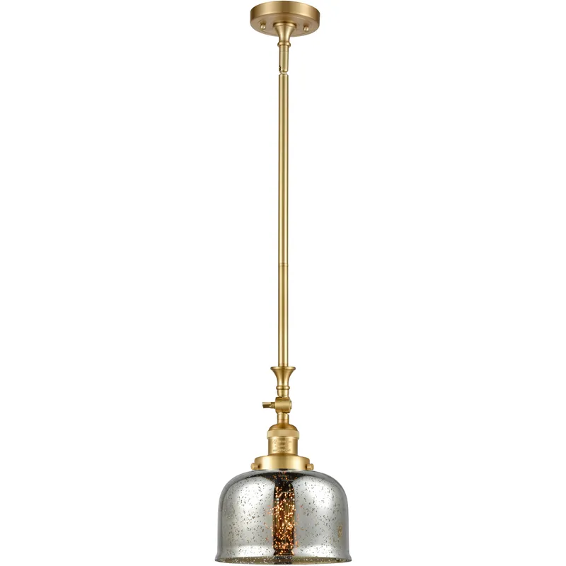 Franklin Restoration Bell LED 8 inch Satin Gold Mini Pendant Ceiling Light in Silver Plated Mercury, Franklin Restoration