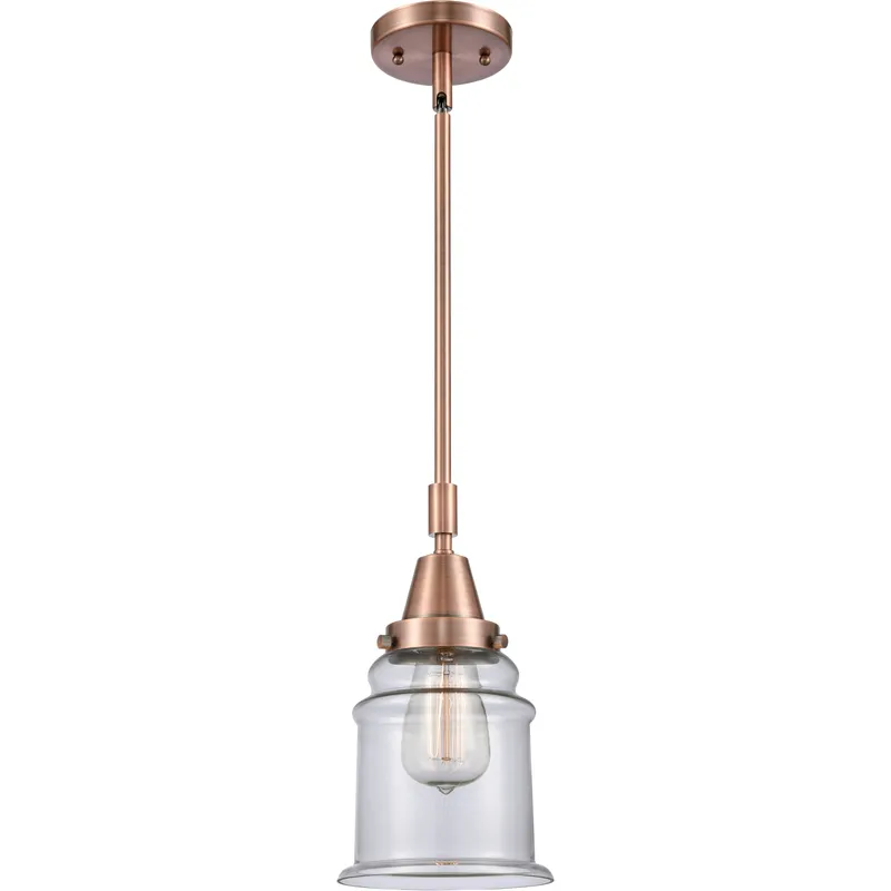 Franklin Restoration Canton LED 6.5 inch Antique Copper Mini Pendant Ceiling Light in Clear Glass