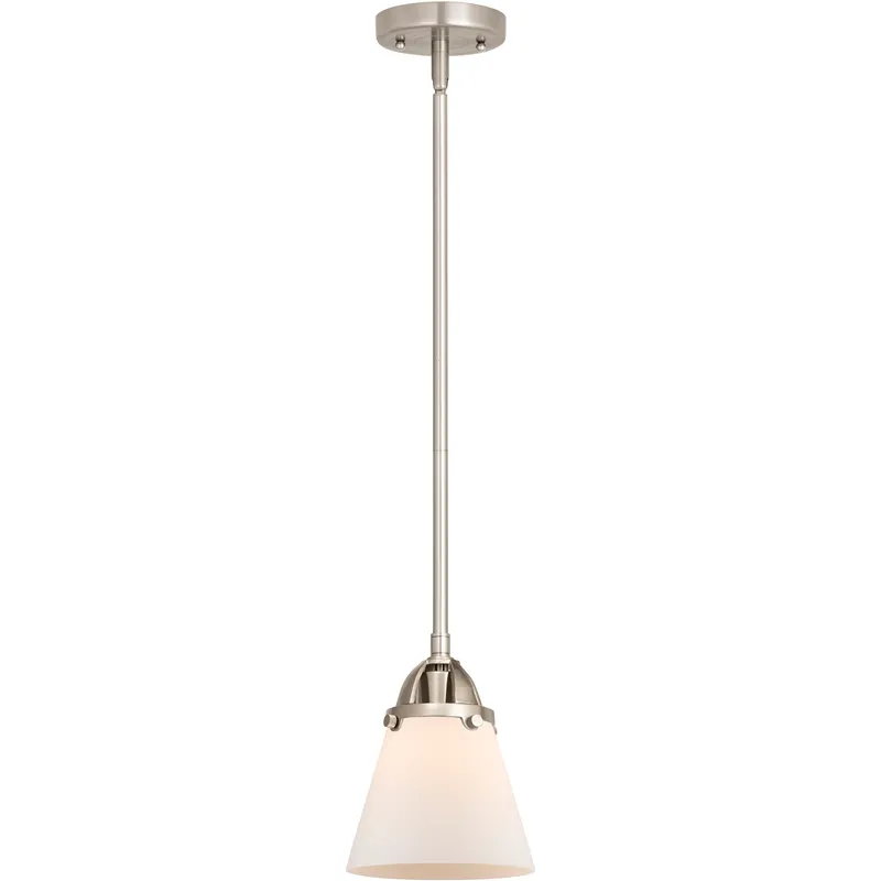 Nouveau 2 Cone LED 6.25 inch Brushed Satin Nickel Mini Pendant Ceiling Light in Matte White