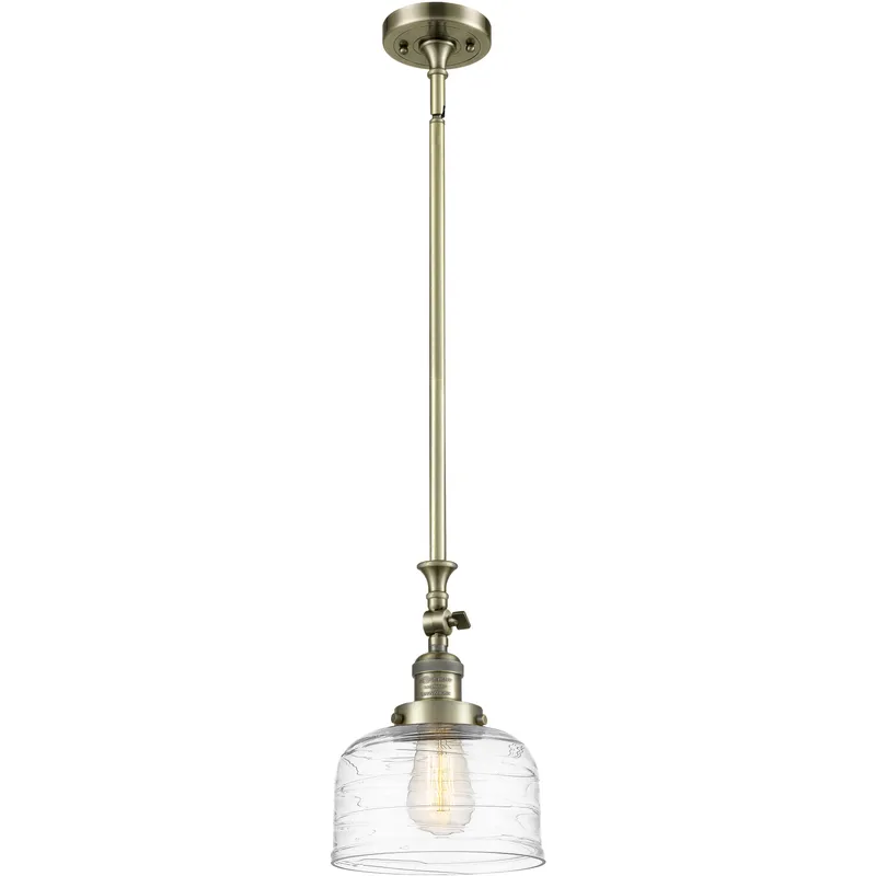 Franklin Restoration Bell 1 Light 8 inch Antique Brass Mini Pendant Ceiling Light in Incandescent, Clear Deco Swirl