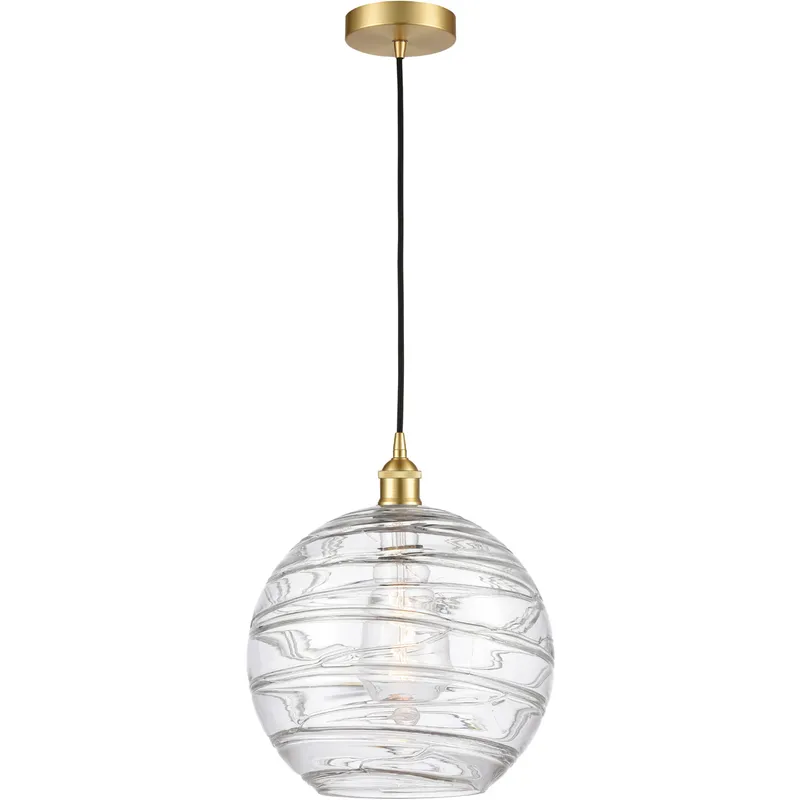Edison Athens Deco Swirl 1 Light 12 inch Satin Gold Mini Pendant Ceiling Light