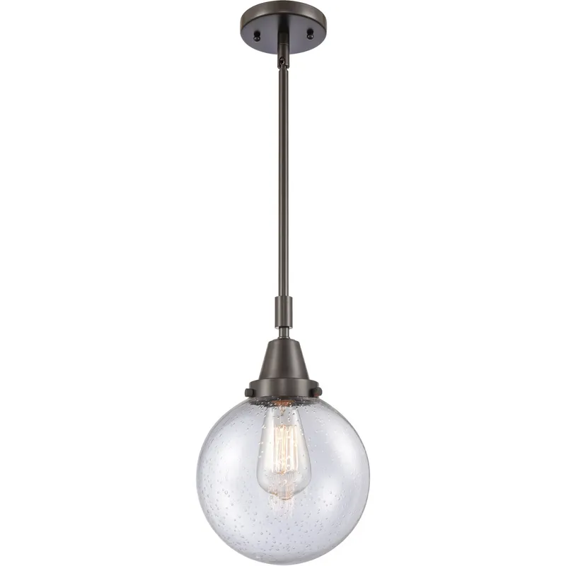 Beacon 1 Light 8 inch Oil Rubbed Bronze Mini Pendant Ceiling Light in Seedy Glass