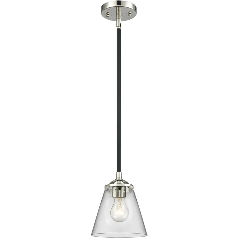Nouveau Cone 1 Light 6.25 inch Black Polished Nickel Mini Pendant Ceiling Light in Incandescent, Clear, Nouveau