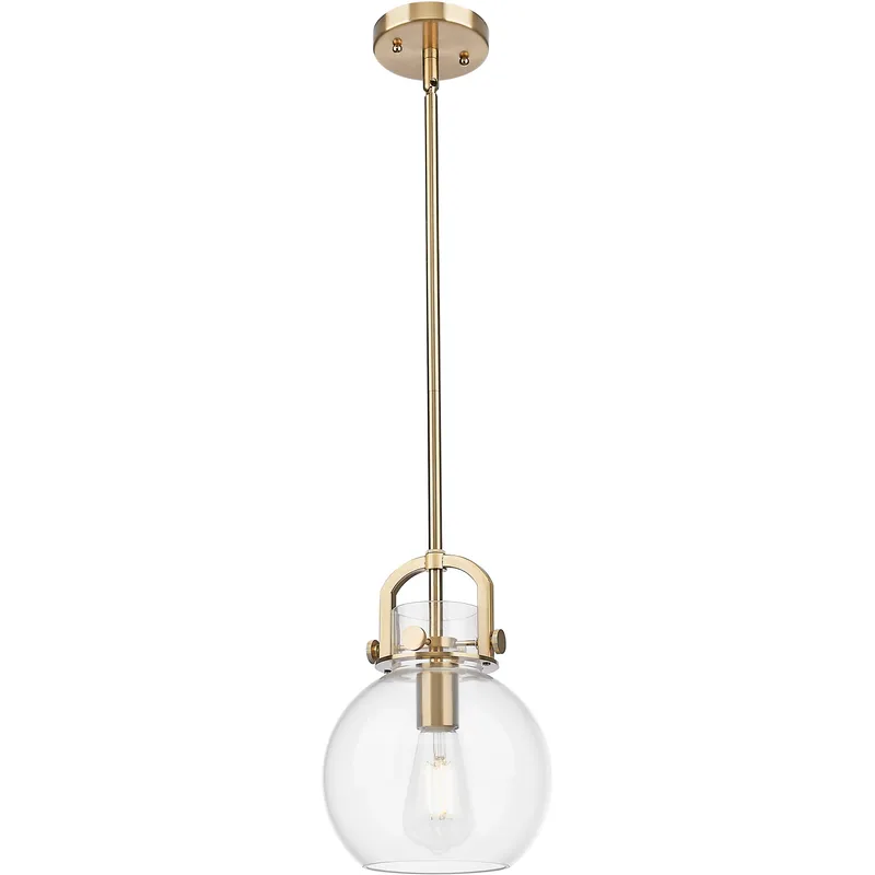Newton Sphere 1 Light 8 inch Champagne Bronze Mini Pendant Ceiling Light in Clear Glass