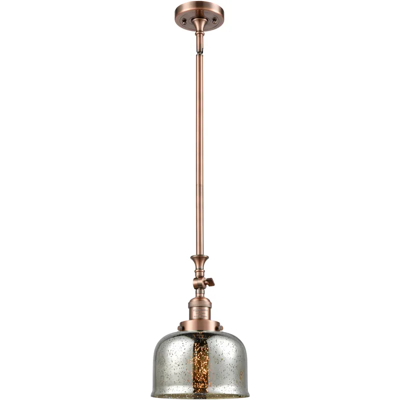 Franklin Restoration Bell LED 8 inch Antique Copper Mini Pendant Ceiling Light in Silver Plated Mercury, Franklin Restoration