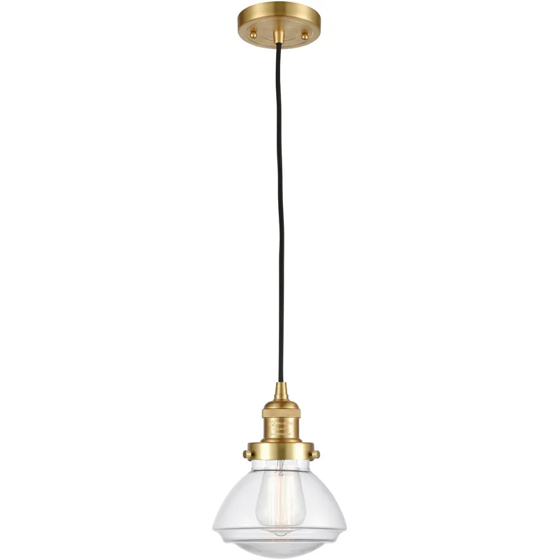 Franklin Restoration Olean 1 Light 6.75 inch Satin Gold Mini Pendant Ceiling Light in Incandescent, Clear, Franklin Restoration