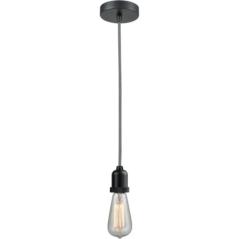 Whitney Bare Bulb 1 Light 2 inch Matte Black Mini Pendant Ceiling Light in Zebra, Whitney