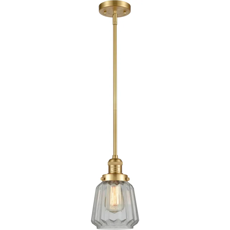 Franklin Restoration Chatham 1 Light 6 inch Satin Gold Mini Pendant Ceiling Light in Incandescent, Clear, Franklin Restoration