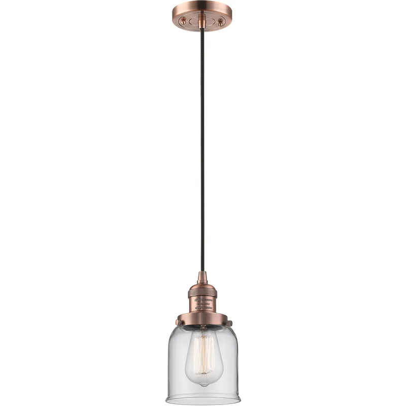 Franklin Restoration Bell 1 Light 5 inch Antique Copper Mini Pendant Ceiling Light in Incandescent, Clear, Franklin Restoration