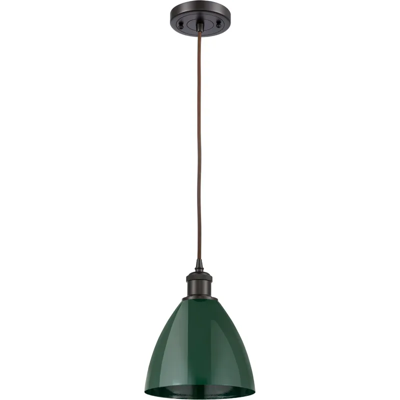 Ballston Plymouth Dome 1 Light 8 inch Oil Rubbed Bronze Mini Pendant Ceiling Light in Matte Green
