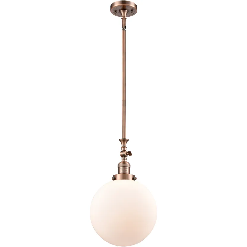 Franklin Restoration Beacon 1 Light 10 inch Antique Copper Mini Pendant Ceiling Light in Incandescent, Matte White, Franklin Restoration