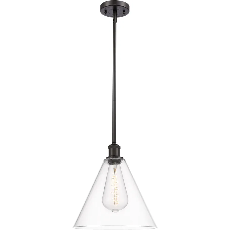Ballston Cone 1 Light 12 inch Oil Rubbed Bronze Mini Pendant Ceiling Light in Clear Glass