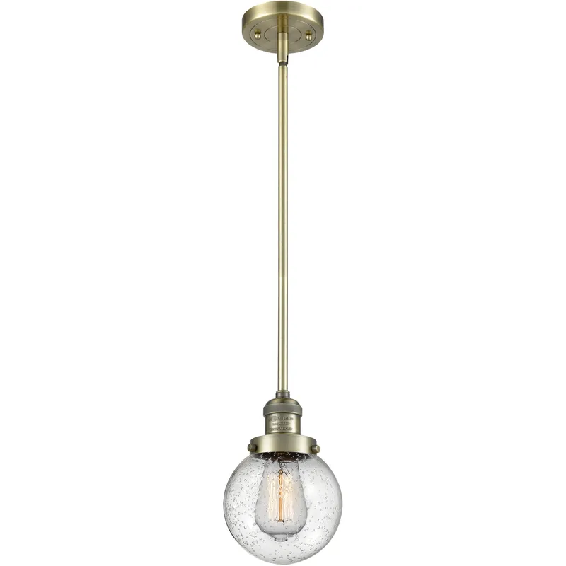 Franklin Restoration Beacon LED 6 inch Antique Brass Mini Pendant Ceiling Light in Seedy, Franklin Restoration