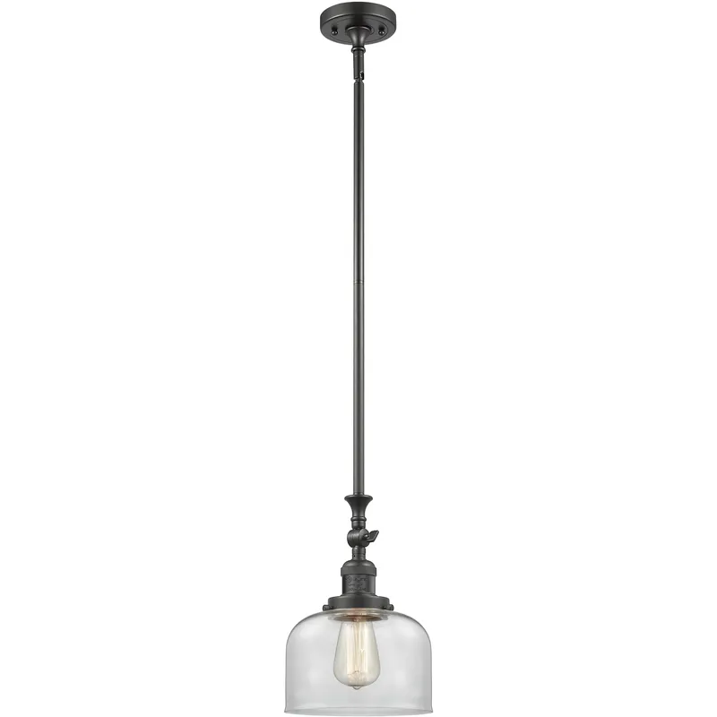 Franklin Restoration Bell LED 8 inch Oil Rubbed Bronze Mini Pendant Ceiling Light in Clear, Franklin Restoration