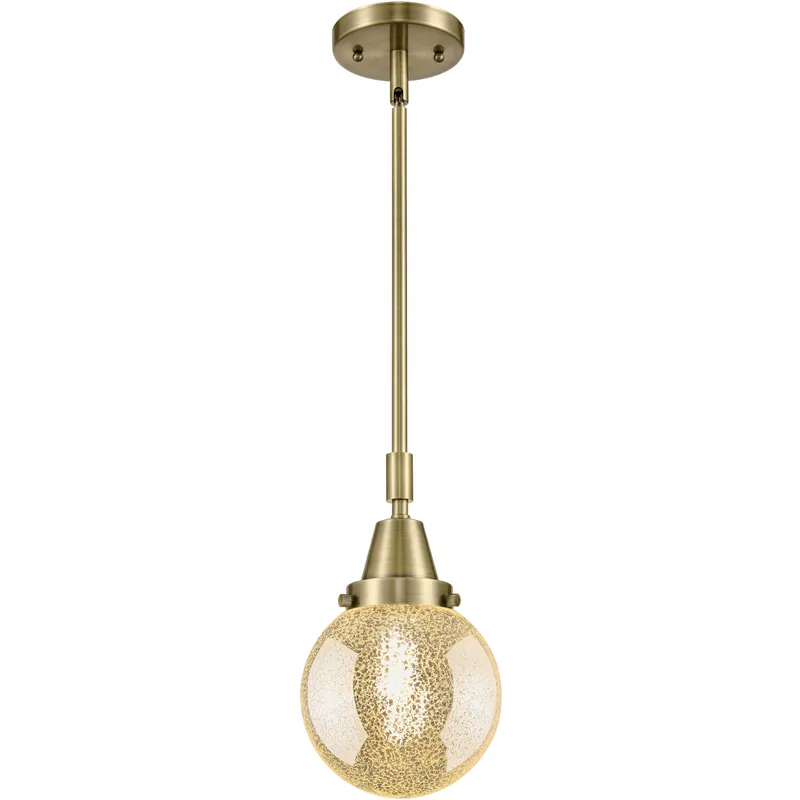 Beacon 1 Light 6 inch Antique Brass Mini Pendant Ceiling Light in Mercury Glass