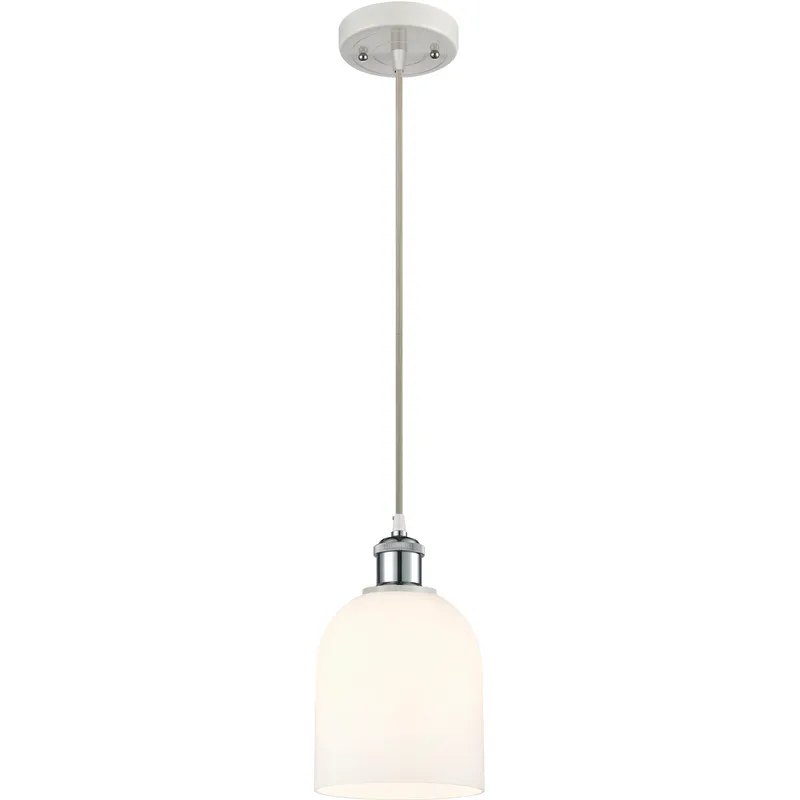 Ballston Bella 1 Light 5.5 inch White Polished Chrome Cord Hung Mini Pendant Ceiling Light