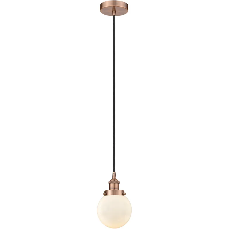 Edison Beacon LED 6 inch Antique Copper Mini Pendant Ceiling Light