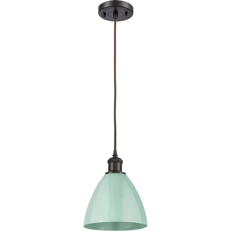 Ballston Plymouth Dome 1 Light 8 inch Oil Rubbed Bronze Mini Pendant Ceiling Light in Matte Seafoam