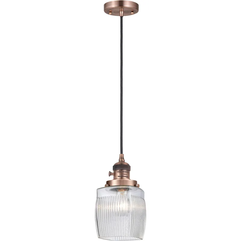Franklin Restoration Colton LED 6 inch Antique Copper Mini Pendant Ceiling Light
