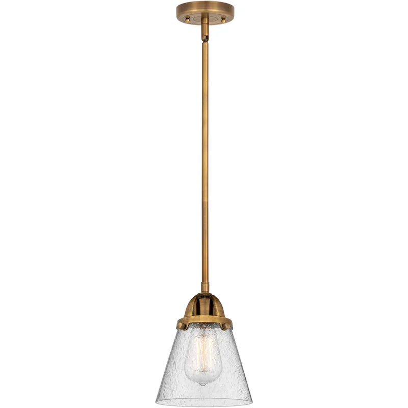 Nouveau 2 Cone 1 Light 6.25 inch Brushed Brass Mini Pendant Ceiling Light in Incandescent, Seedy