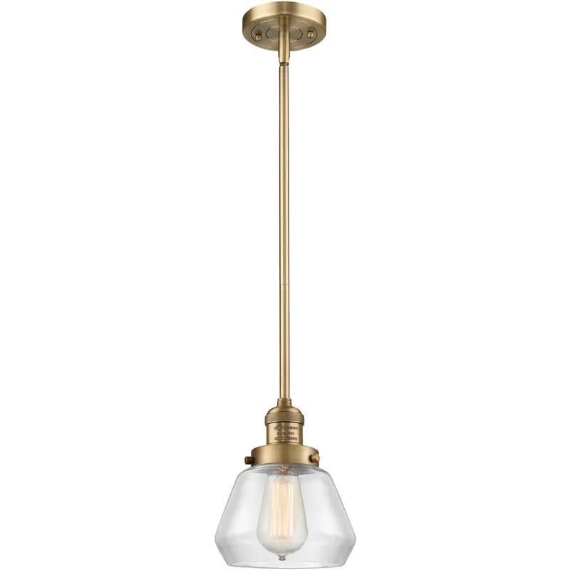 Franklin Restoration Fulton LED 7 inch Brushed Brass Mini Pendant Ceiling Light in Clear, Franklin Restoration