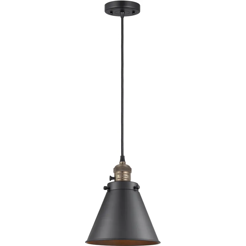 Franklin Restoration Appalachian 1 Light 8 inch Black Antique Brass Mini Pendant Ceiling Light in Incandescent