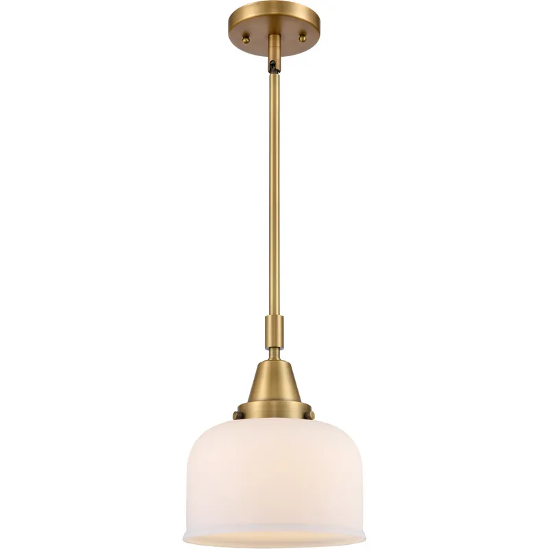 Franklin Restoration X-Large Bell LED 12 inch Brushed Brass Mini Pendant Ceiling Light in Matte White Glass