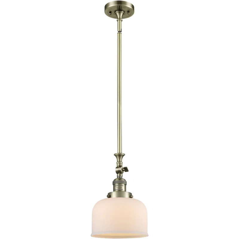 Franklin Restoration Bell 1 Light 8 inch Antique Brass Mini Pendant Ceiling Light in Incandescent, Matte White, Franklin Restoration