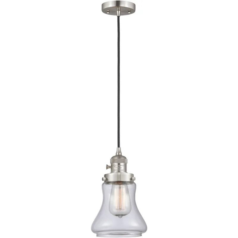 Franklin Restoration Bellmont 1 Light 6.25 inch Brushed Satin Nickel Mini Pendant Ceiling Light in Incandescent, Clear