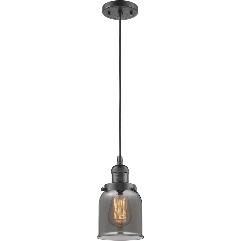 Franklin Restoration Bell 1 Light 5 inch Oil Rubbed Bronze Mini Pendant Ceiling Light in Bulb Not Included, Light Smoke Glass, Franklin Restoration