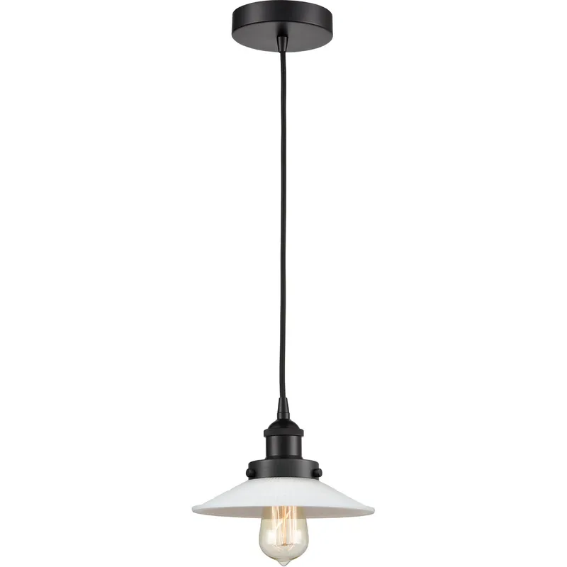 Edison Halophane LED 9 inch Matte Black Mini Pendant Ceiling Light