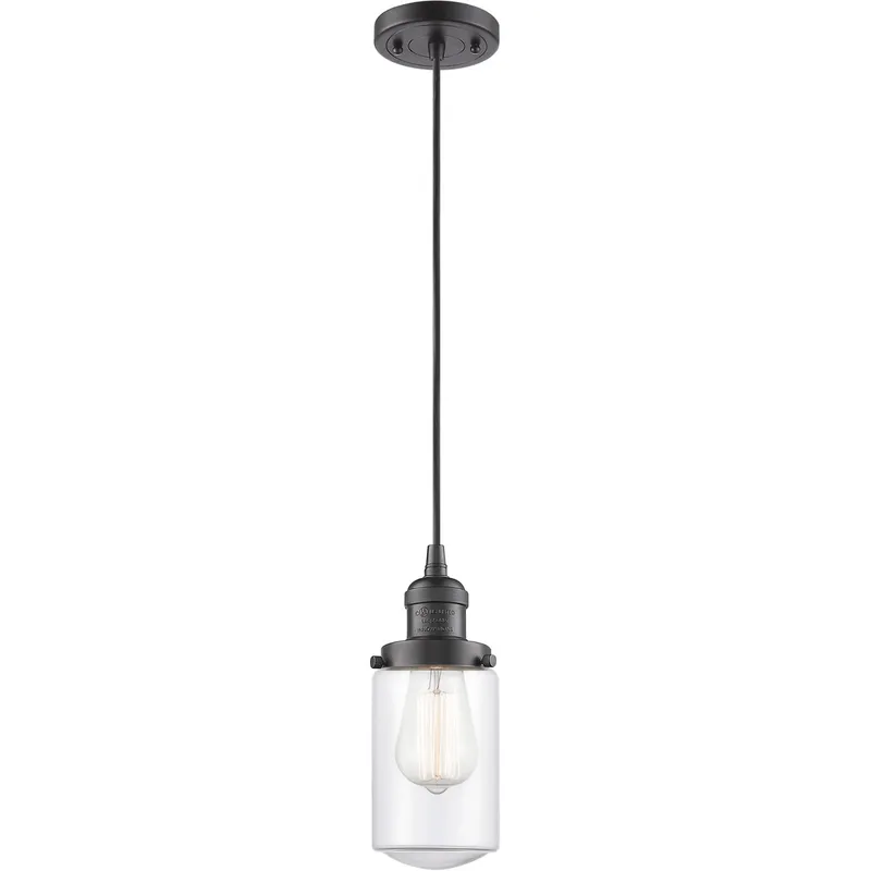 Franklin Restoration Dover LED 5 inch Oil Rubbed Bronze Mini Pendant Ceiling Light in Clear Glass, Franklin Restoration