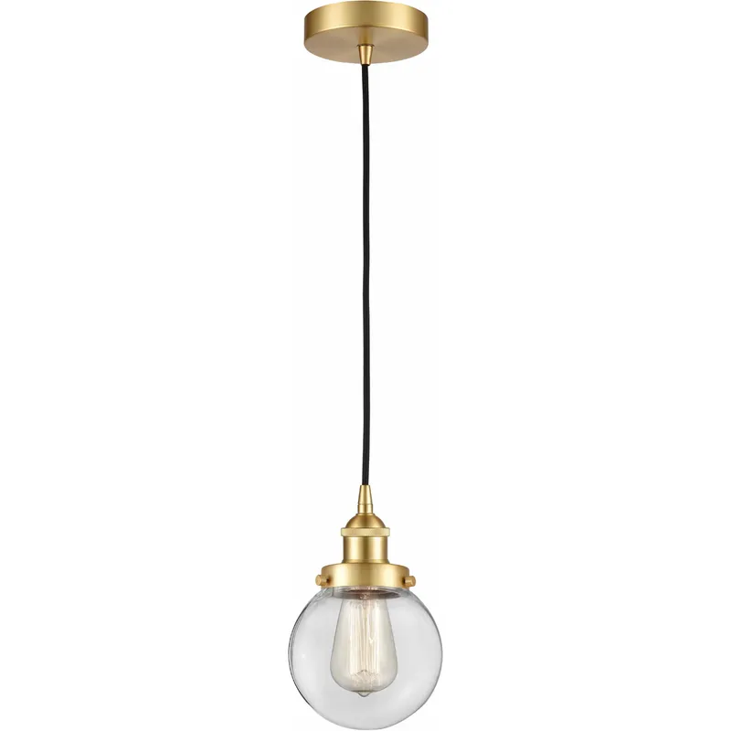 Edison Beacon LED 6 inch Satin Gold Mini Pendant Ceiling Light