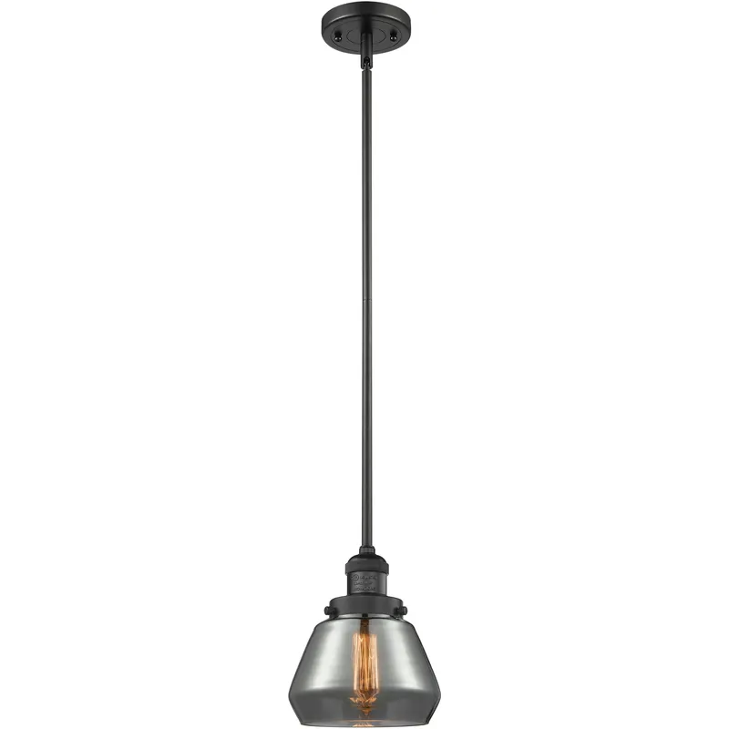Franklin Restoration Fulton 1 Light 7 inch Matte Black Mini Pendant Ceiling Light in Bulb Not Included, Light Smoke Glass, Franklin Restoration