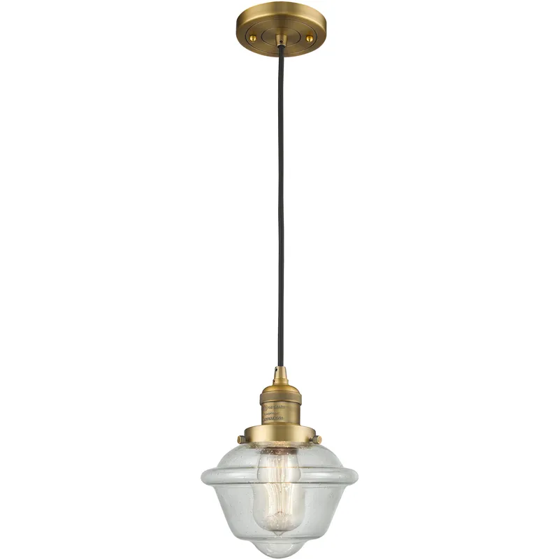Franklin Restoration Oxford 1 Light 7.5 inch Brushed Brass Mini Pendant Ceiling Light in Incandescent, Seedy, Franklin Restoration
