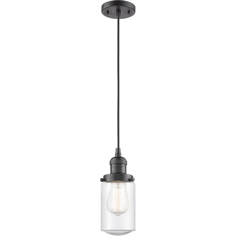 Franklin Restoration Dover LED 5 inch Oil Rubbed Bronze Mini Pendant Ceiling Light in Seedy Glass, Franklin Restoration