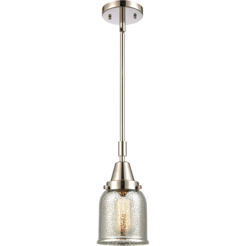 Franklin Restoration Small Bell LED 5 inch Polished Nickel Mini Pendant Ceiling Light in Silver Plated Mercury Glass