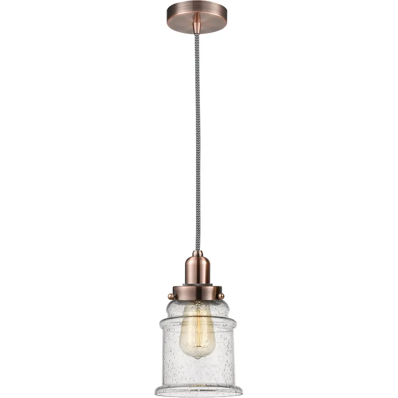 Whitney Canton 1 Light 8 inch Antique Copper Mini Pendant Ceiling Light in Zebra, Whitney