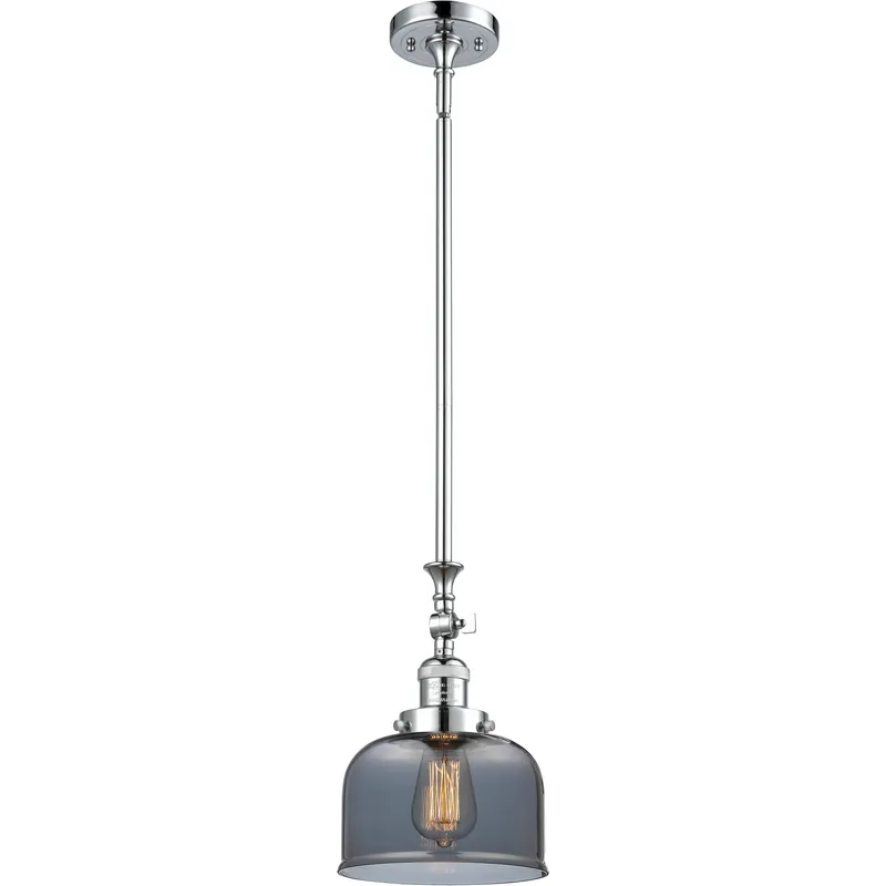 Franklin Restoration Bell 1 Light 8 inch Polished Chrome Mini Pendant Ceiling Light in Bulb Not Included, Light Smoke Glass, Franklin Restoration