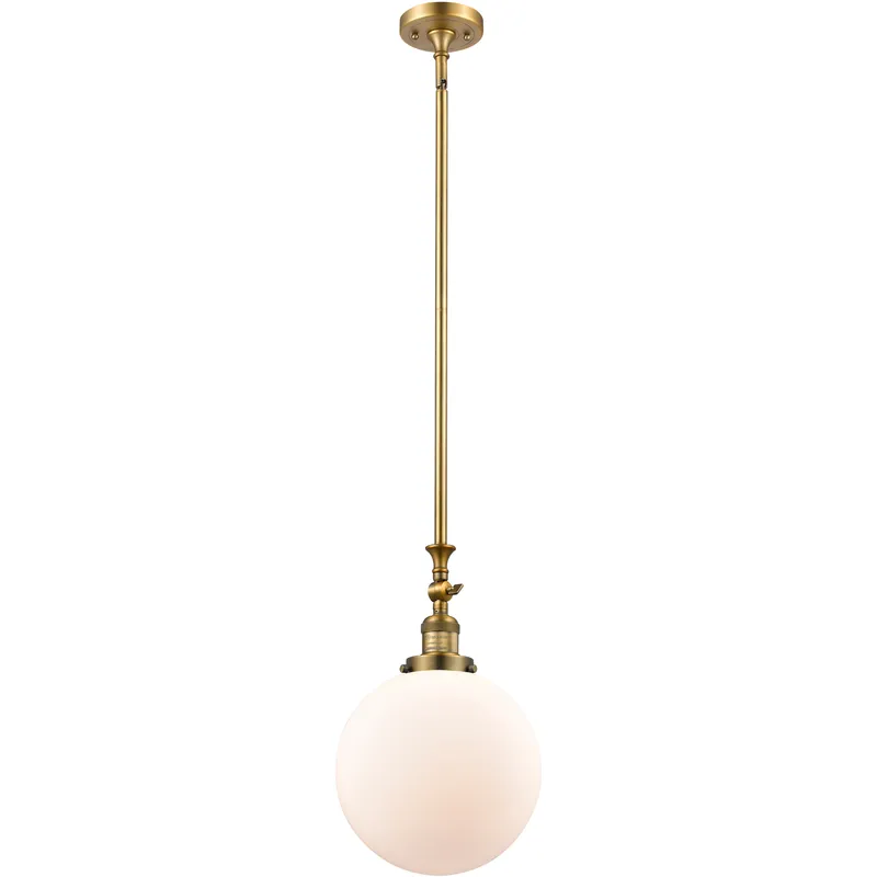 Franklin Restoration Beacon LED 10 inch Brushed Brass Mini Pendant Ceiling Light in Matte White, Franklin Restoration