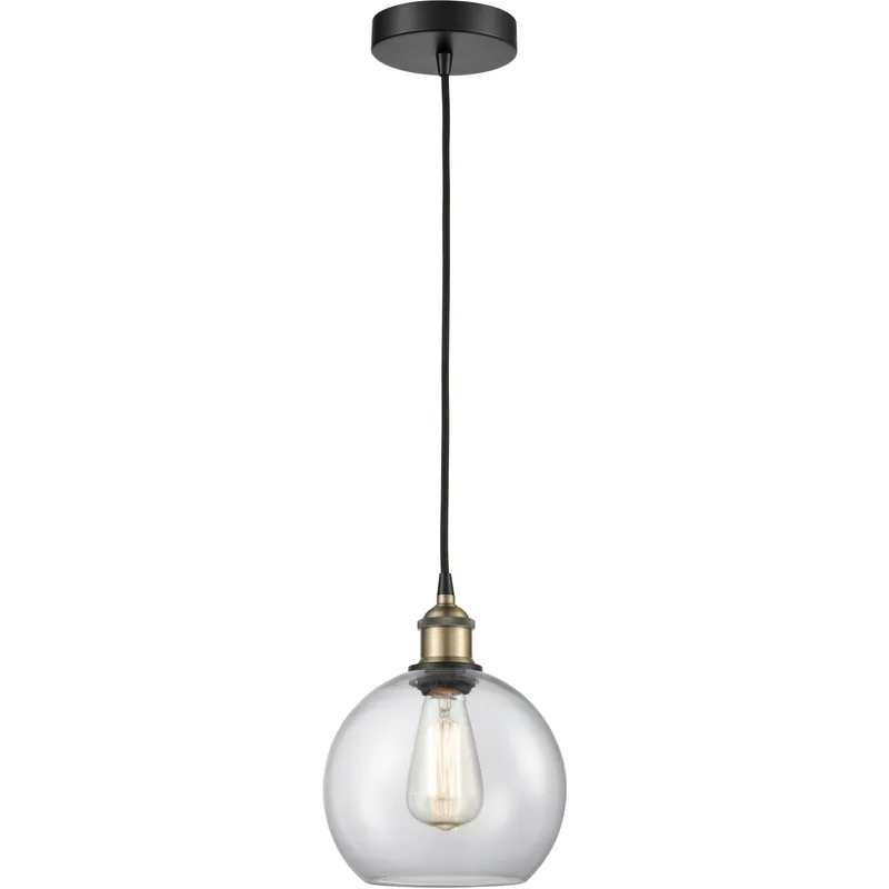 Athens 1 Light 8 inch Black Antique Brass Mini Pendant Ceiling Light in Clear