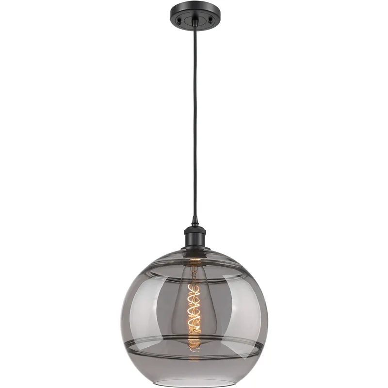 Ballston Rochester 1 Light 12 inch Matte Black Cord Hung Mini Pendant Ceiling Light