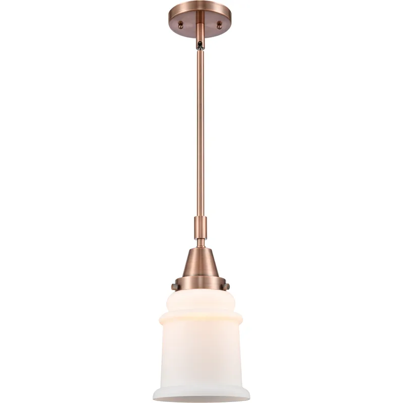 Franklin Restoration Canton LED 6.5 inch Antique Copper Mini Pendant Ceiling Light in Matte White Glass