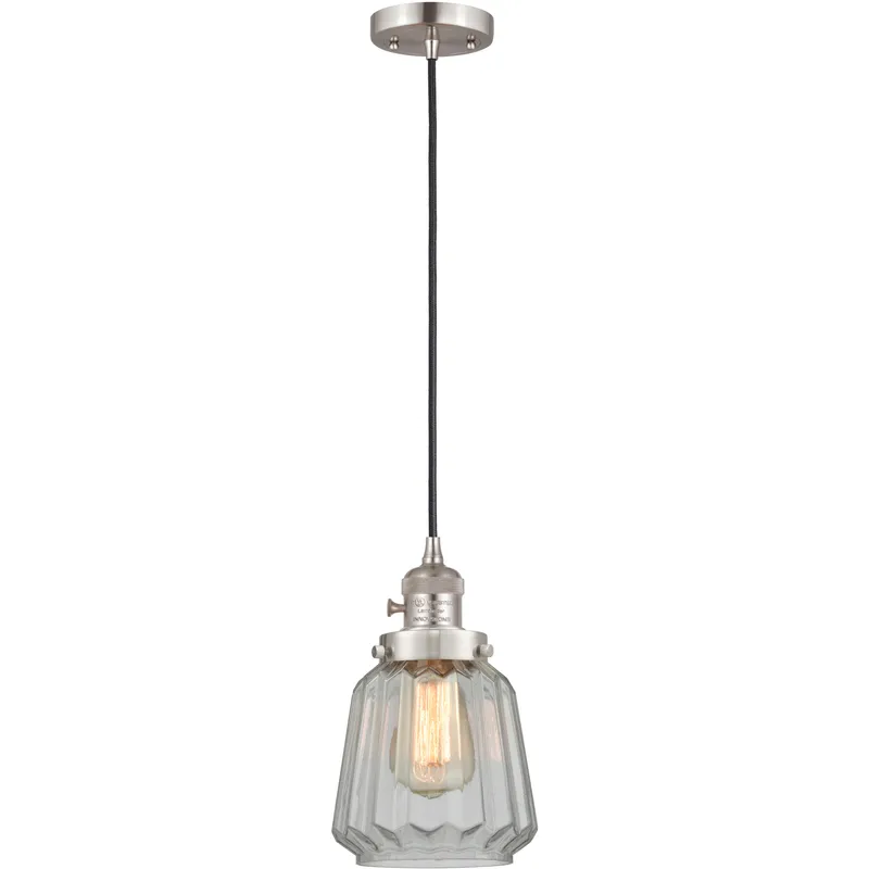 Franklin Restoration Chatham LED 6 inch Brushed Satin Nickel Mini Pendant Ceiling Light in Clear
