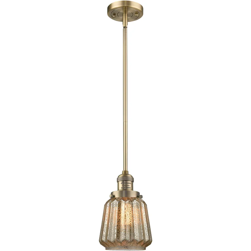 Franklin Restoration Chatham LED 6 inch Brushed Brass Mini Pendant Ceiling Light in Mercury, Franklin Restoration