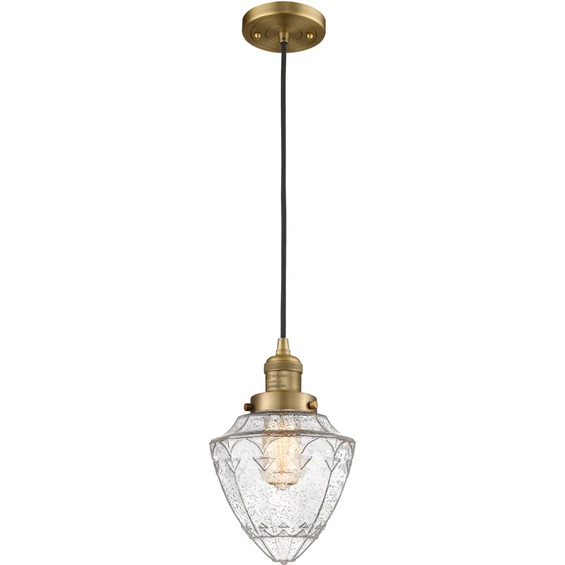 Franklin Restoration Bullet 1 Light 7 inch Brushed Brass Mini Pendant Ceiling Light in Incandescent, Seedy